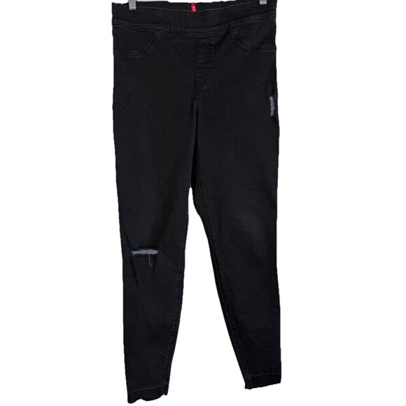 SPANX Women's Black High Rise Vintage Distressed Skinny Jeans Size Large - Picture 1 of 14